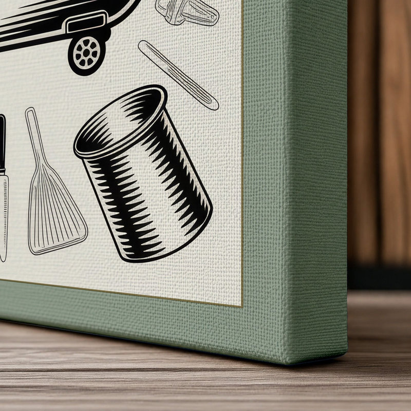 Road Cooker Retro - Wrapped Canvas, 30x20 - 76.2 x 50.8 cm, Sage Border