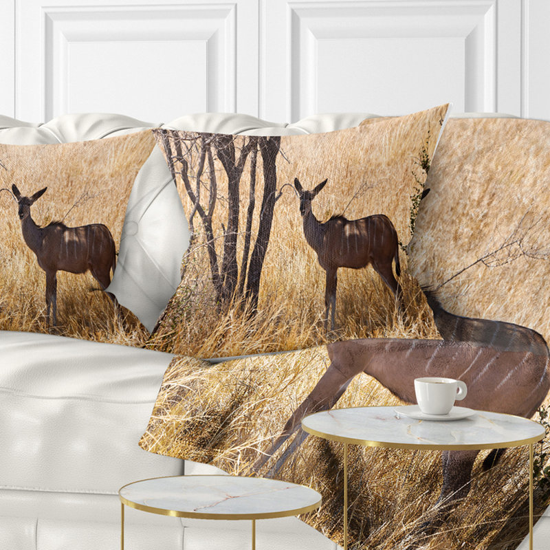 Coussin de gazelle pour coussins animaux de longue herbe, 16 po x 1 po, Coussin décoratif