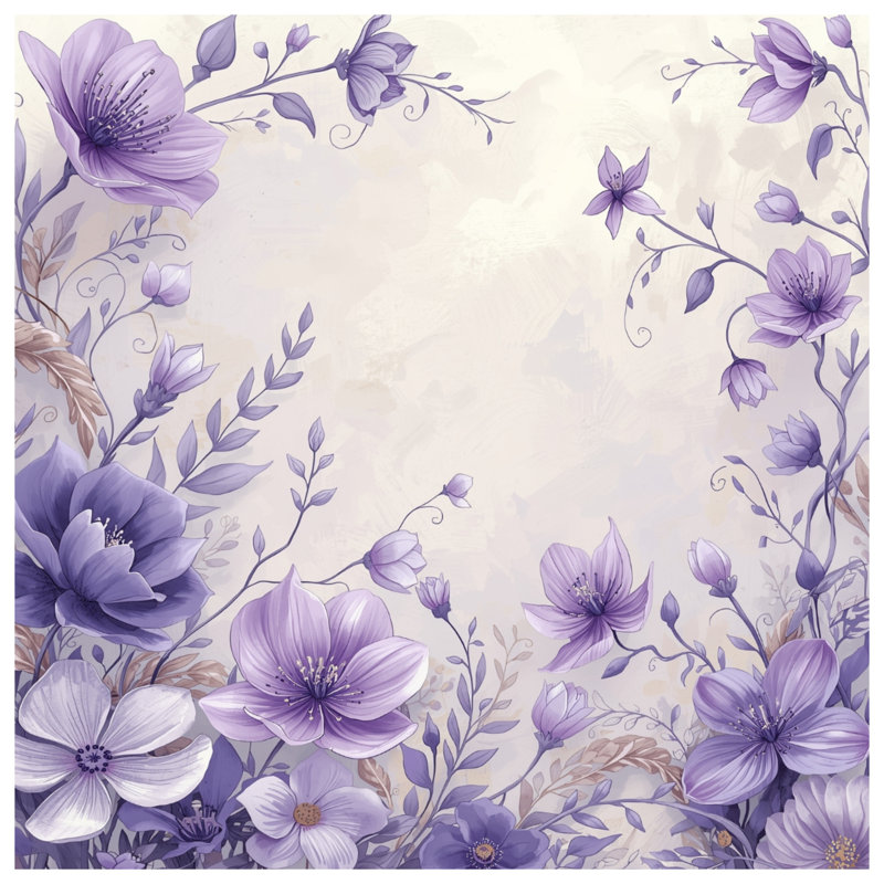 Couvertures florales mauves, L 60 po x H 80 po