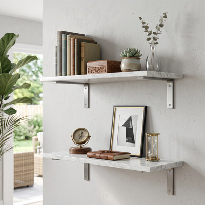 1 Pair Heavy Duty L-Shape Shelf Brackets - Stainless Steel Wall Mounted Corner Braces with Hardware - 160 lbs Load Capacity for Shelves, Furniture & DIY Projects