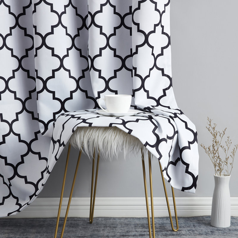 Alexuis Blackout Curtain Pair, Platinum White/Black, 37" W x 72" L