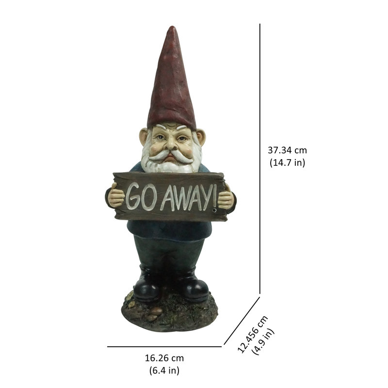 GNOME HOLDING GO AWAY SIGN