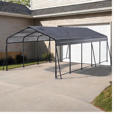 Abri pour véhicule de jardin avec toit en acier galvanisé et cadre thermolaqué pour la protection des voitures et des bateaux
