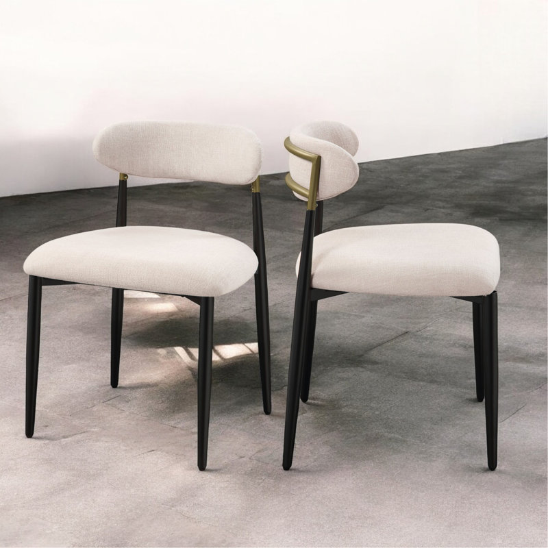 Ensemble de 2 chaises d'appoint Jaramillo en tissu beige et finition noire