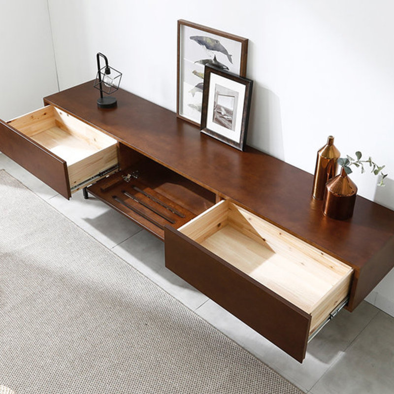 Light luxury simple solid wood TV cabinet, Black Walnut, 62.99"