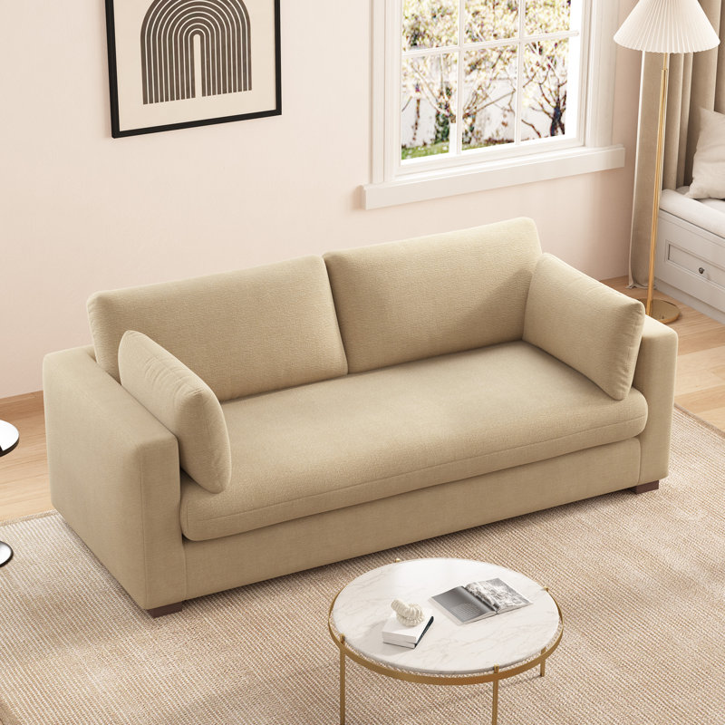 Haven 87.8" W Upholstered Sofa,Beige, Beige, Non-Removable Cover
