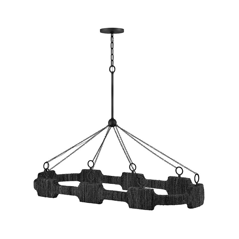 Raffi 52" Integrated LED Hand-Wrapped Rattan Linear Chandelier by Lisa McDennon