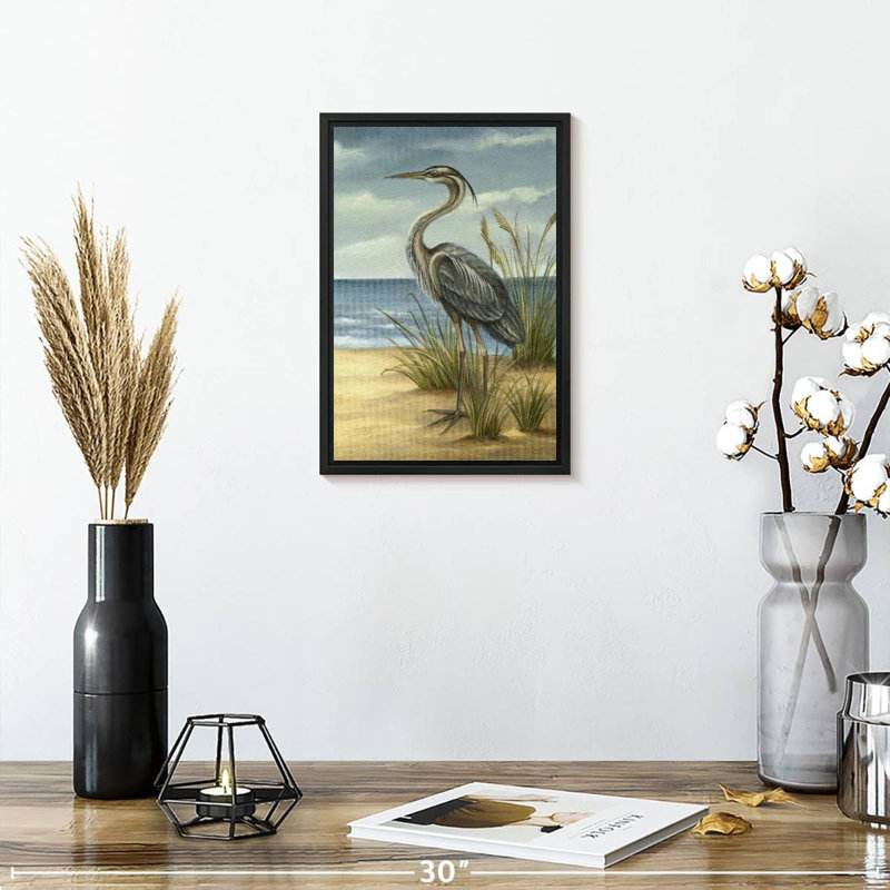 Oiseau de rivage II, 9 po x 13 po, Cadre flottant noir