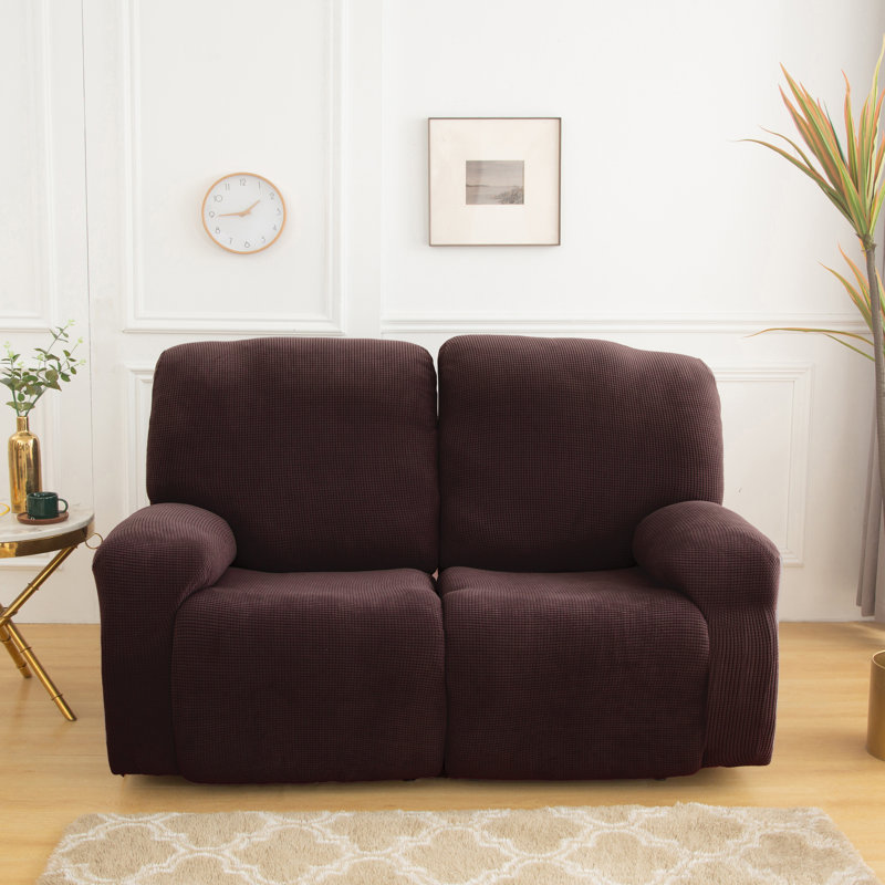 Housse pour fauteuil inclinable à coussins carrés/rectangulaires, Mélange de polyester brun