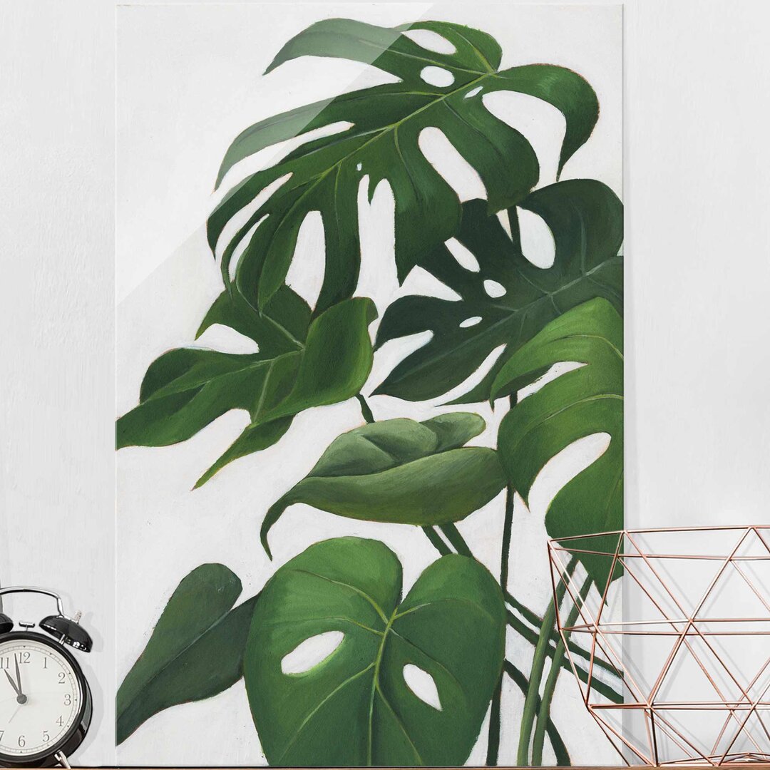 Glasbild Monstera-Blatt