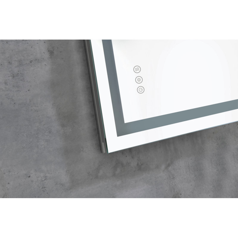 Miroir mural de salle de bain Kahle, 28 po x 36 po, Gris, Rectangulaire