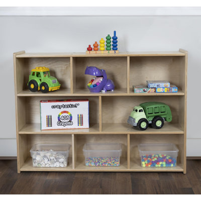 3-Tier Open Shelves Birch Plywood Bookcase, 8-Cube Storage Organizer Display Shelf, 34"H