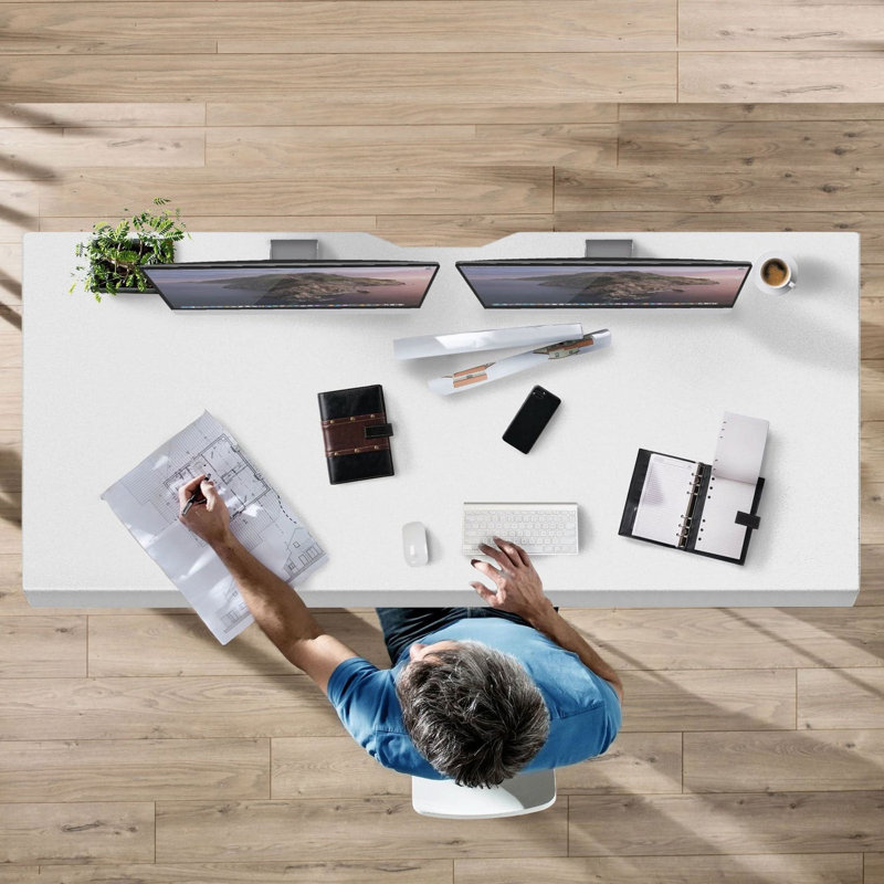 Dual Motor Electric Standing Desk With  Tabletop -, White/White, 48.20" H x 72" W x 29.50" D