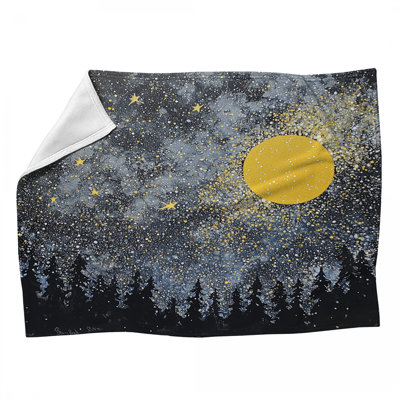 Starry Night Fleece Throw Blanket - Nightscape Throws for Sofas or Beds