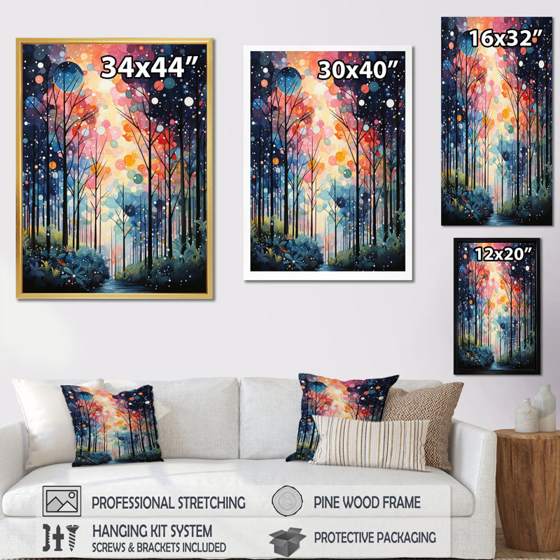 Palmiers Midcentury Collage I - décoration murale florale, H 32 po x l 24 po x P 1 po, Cadre flottant noir