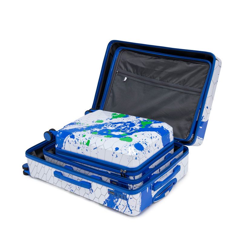 Blue 3-Piece Polycarbonate Hard Shell Luggage Set with Spinner Wheels (20", 24", 28")