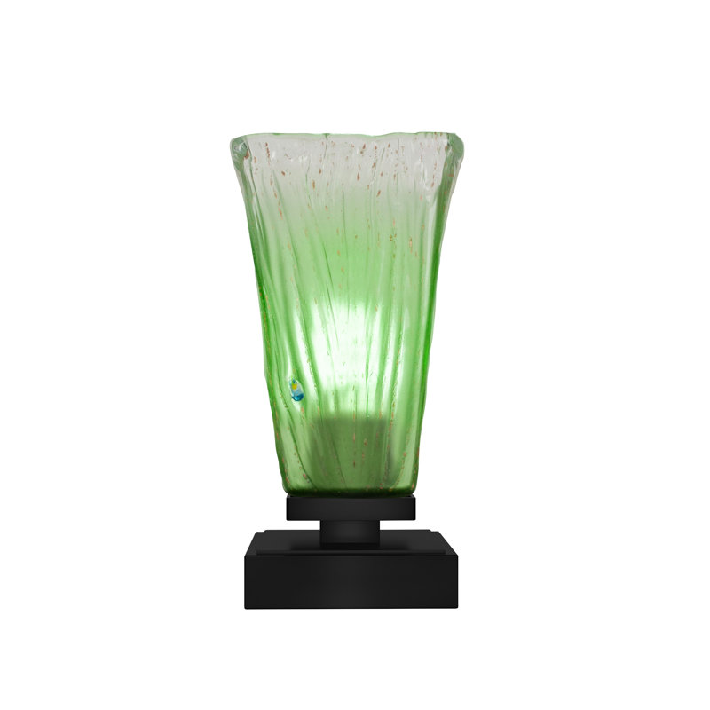Lampe d'appoint avec verre 5 po Lannah, Noir mat, Vert