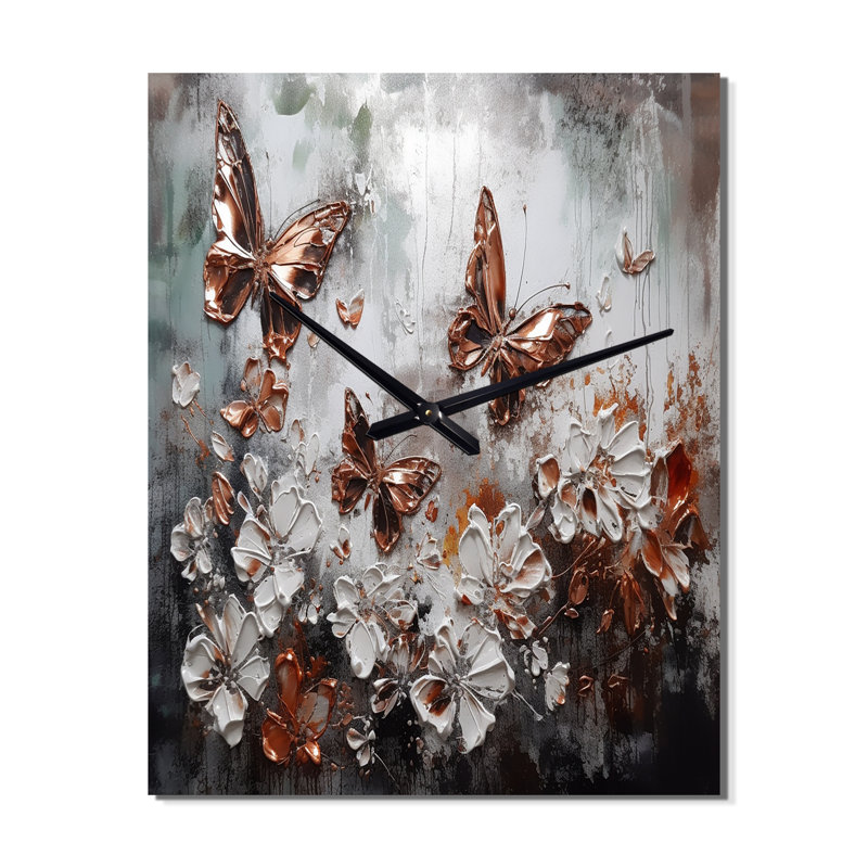 Jakeim - Floral Very Large Wall Clocks, 28" H x 12" W