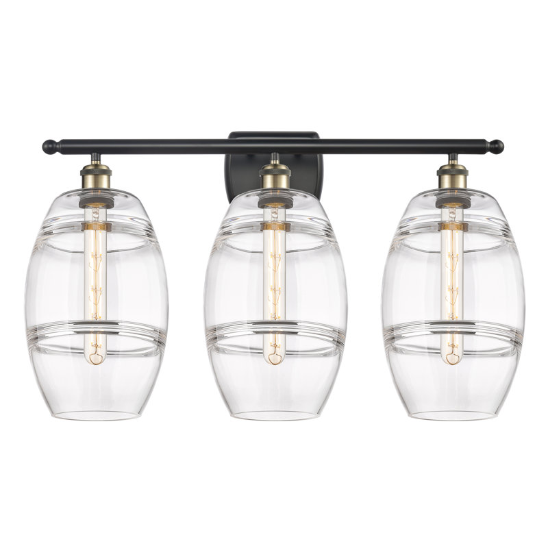 Éclairage pour meuble-lavabo 3 lumières Kusham, Transparent, Laiton antique noir, 3 lumières