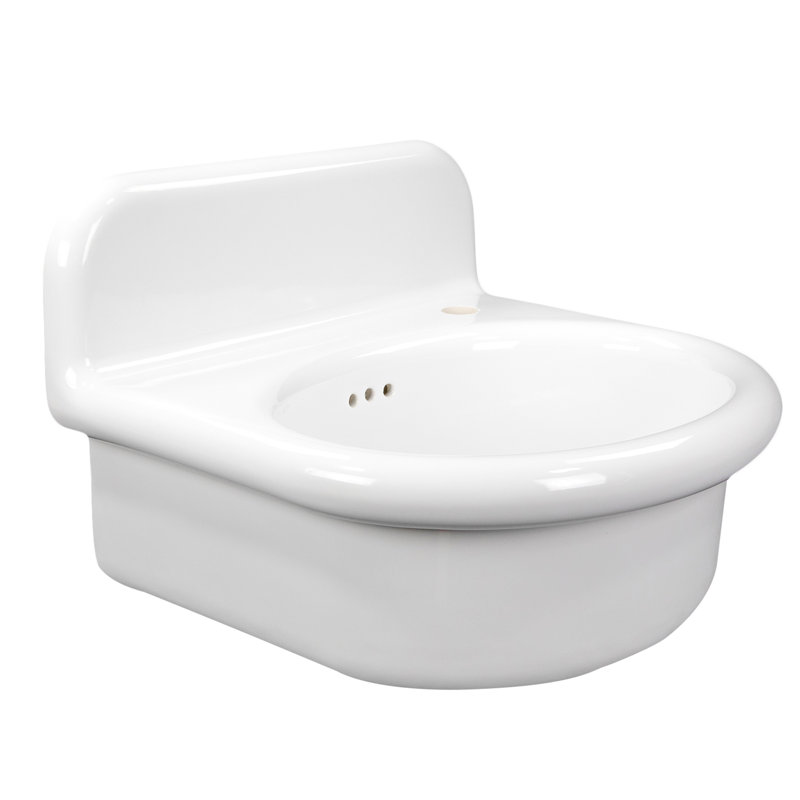 Lavabo de salle de bain mural rond en argile réfractaire 20 pouces Nantucket Sinks, Blanc