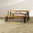 3 Piece Patio Wood Dining Set With  Benches