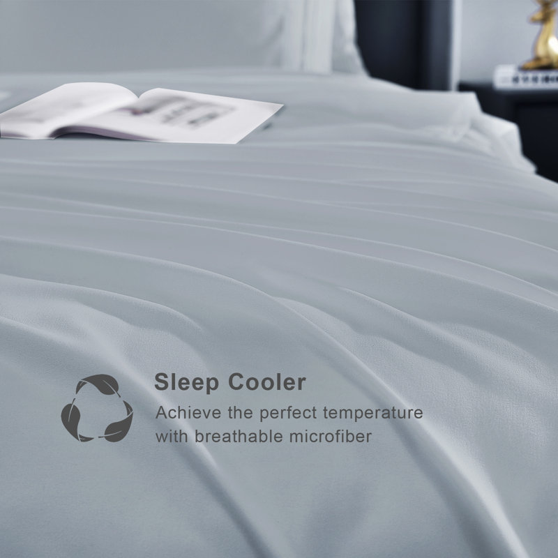 Six Piece Soft Microfiber Quick Dry Full Sheet Set, Gray