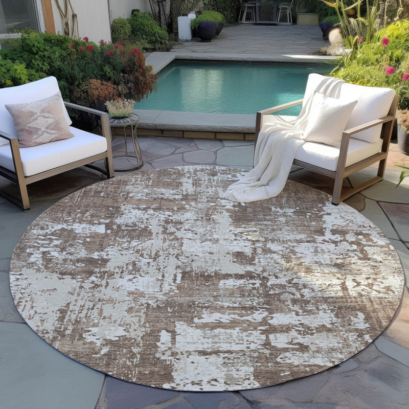 Tapis intérieur / extérieur brun Caelan , 8 pi x 8 pi