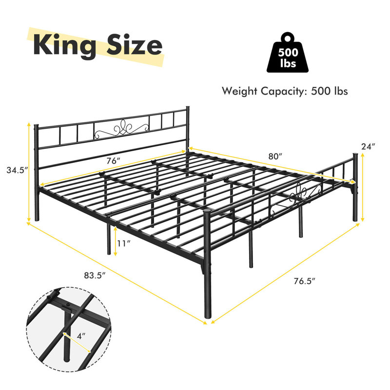 Structure de lit plateforme en métal Amiram Red Barrel Studio® avec support de matelas pour tête de lit