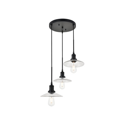 Luminaire suspendu conique 3 lumières grappe Sequim