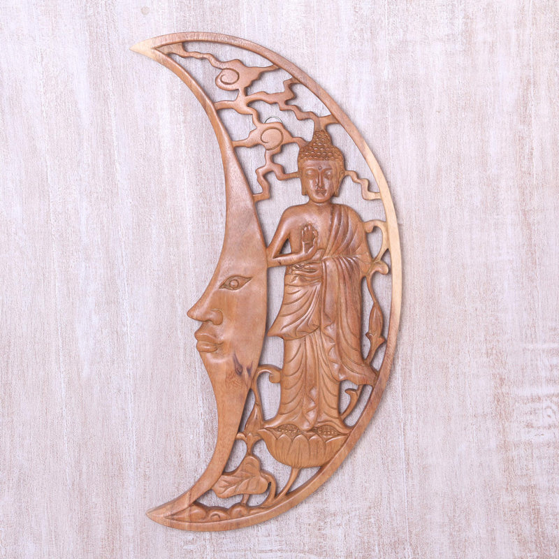 Panneau de relief en bois Bouddha de Bungalow Rose