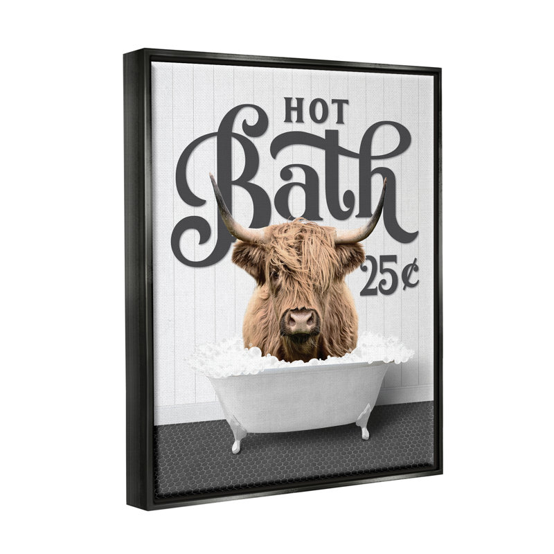 "Hot Bath", art mural sur toile flottante encadrée par lettré et doublé, Cadre flottant noir de jais