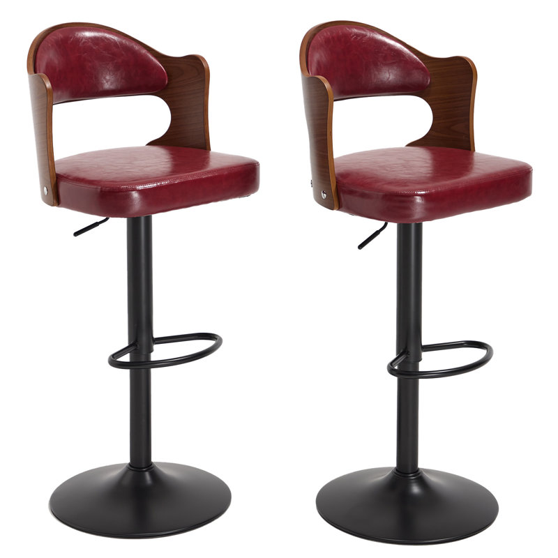 Ensemble de 2 tabourets de bar Modern, Rouge vin