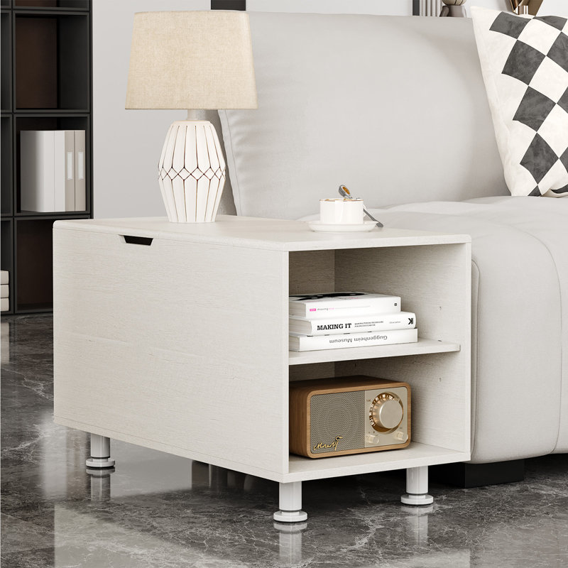 Modern Expandable Sofa End Table with Storage and Adjustable Shelf,Living Room End Side Table with Four Legs,Modular Sofa Table for Bedroom,Office
