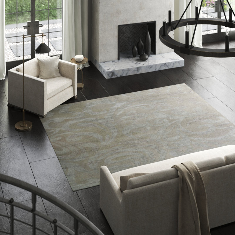 Flourish Floral Area Rug in Gray/Neutral, Rectangle 2' x 3'