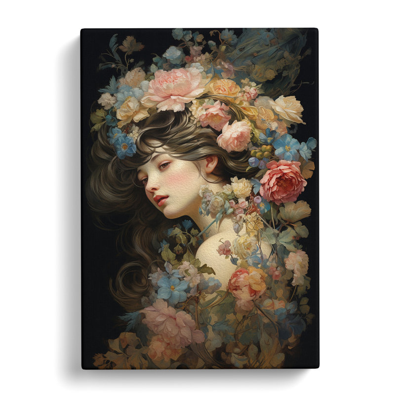 Floral Victorian - No Frame Print, 60cm H x 40cm W x 3cm D