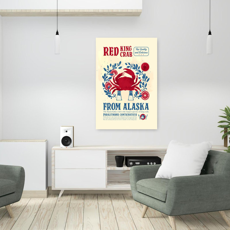 Art contemporain rétro, crabe rétro, H 36 po x l 24 po