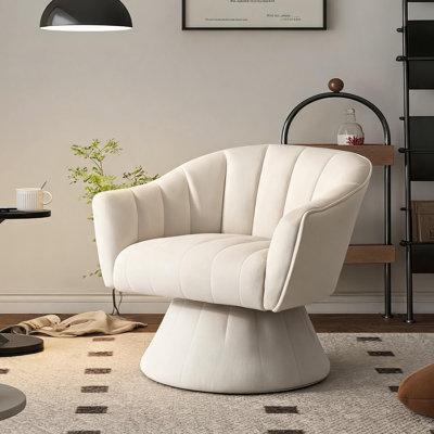 Fauteuil d'appoint pivotant à 360 degrés, fauteuil demi-tonneau capitonné et méridienne ronde pour le bureau de la chambre à coucher