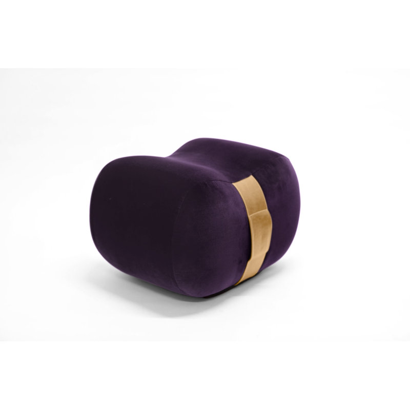 Milo Velvet Ottoman, Violet/Umber Velvet
