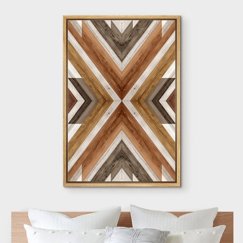 Forme géométrique de style occidental, décor occidental, panneau de bois à effet tribal, formes abstraites, œuvre d'art moderne nordique