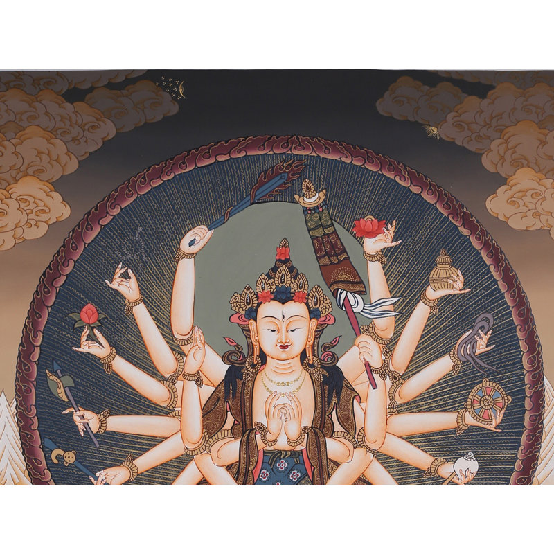 Déesse Chandi - divinité bouddhiste tibétaine (Thangka sans brocart)