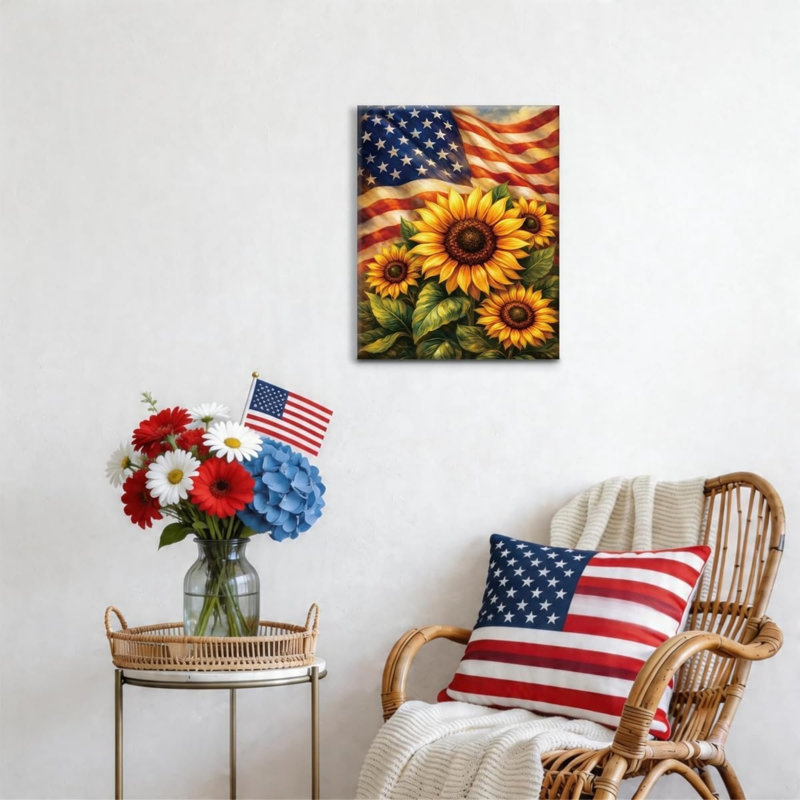 Drapeau de tournesol, art mural sur toile 8 x 10 pouces