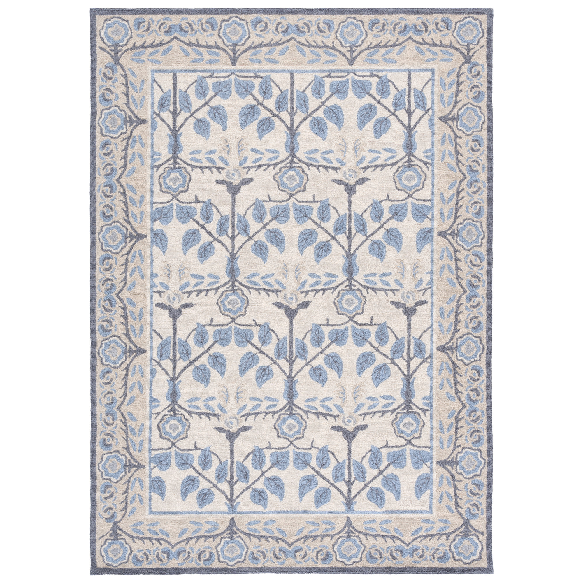 Martha Stewart Hand Tufted Wool, Cotton Floral Outdoor Rug, Rectangle 8' x 10'