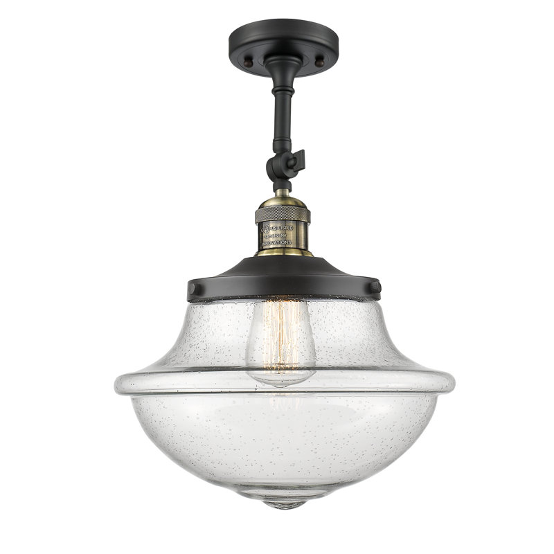 Plafonnier semi-encastré 1 lumière 12 po Baptiste, Ampoule non incluse, Grainé, Laiton antique noir