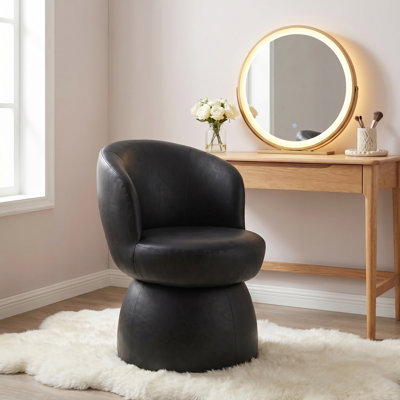 Faux Leather Upholstered Swivel Wingback Accent Chair