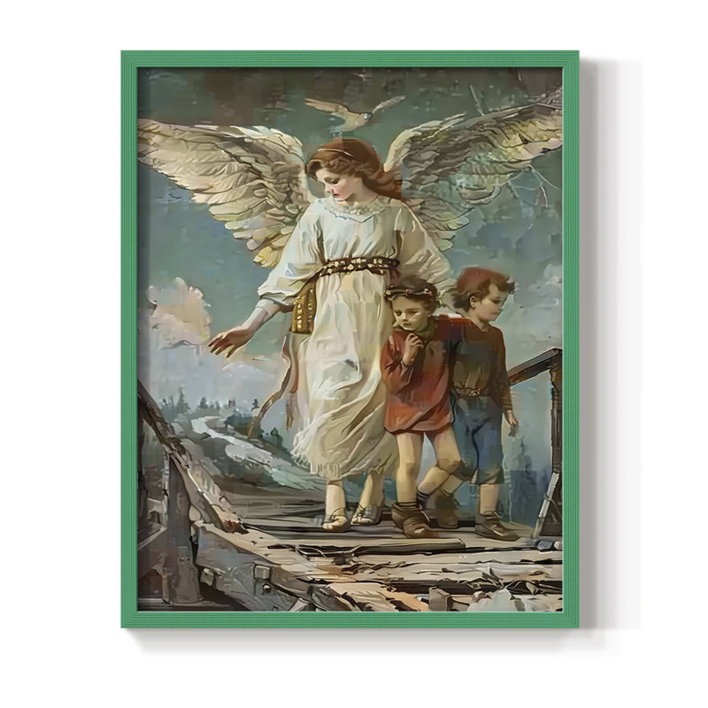 RELIGIOUS Series CDLIV Framed Print - Solid Wood, Green, 11" H x 9" W
