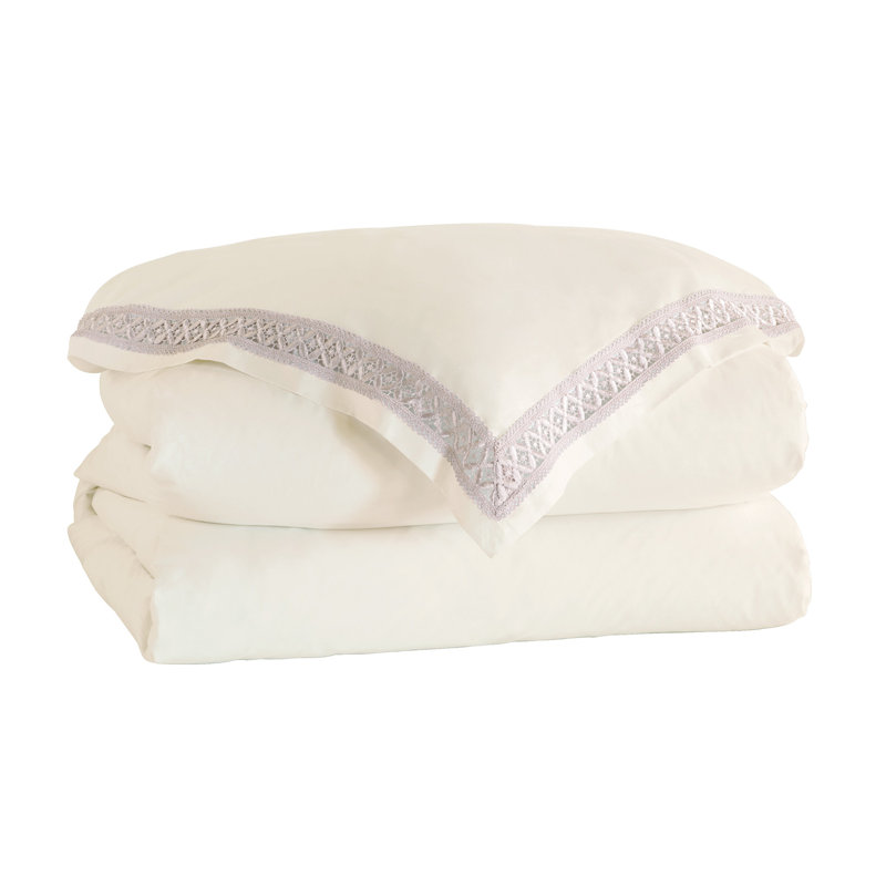 Juliet Sateen Duvet Cover, King Duvet Cover, Ivory/Fawn