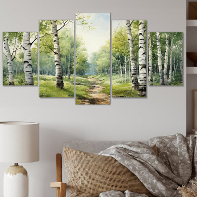 «Birch Woods Silent Woods I» sur toile, reproduction de 5 pièces