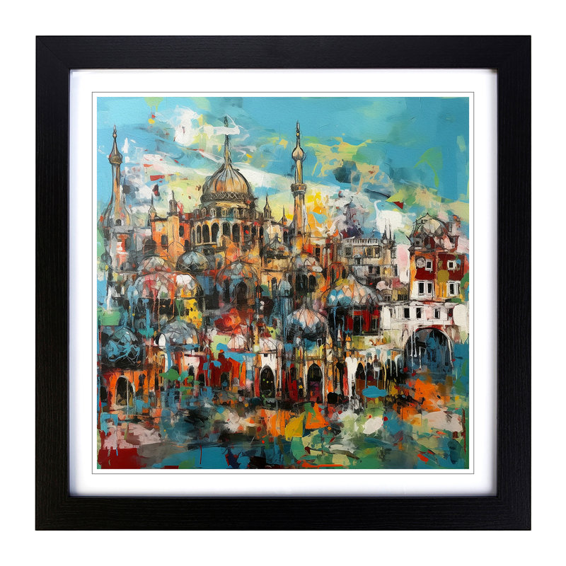 City Of Brighton Abstract Expressionism No.3 - Single Picture Frame Print on Wood, Black