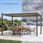 Pergola d'extérieur à DEL en métal avec toit à persiennes réglable, pergola de patio toutes saisons pour terrasse-104989214