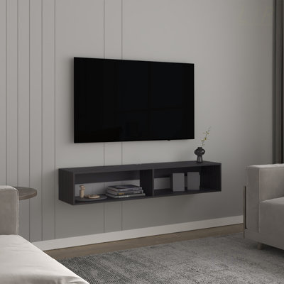 Meuble télé élégant en wengé noir avec deux tablettes spacieuses, idéal pour les petits espaces de vie et les décors modernes., Meuble télé